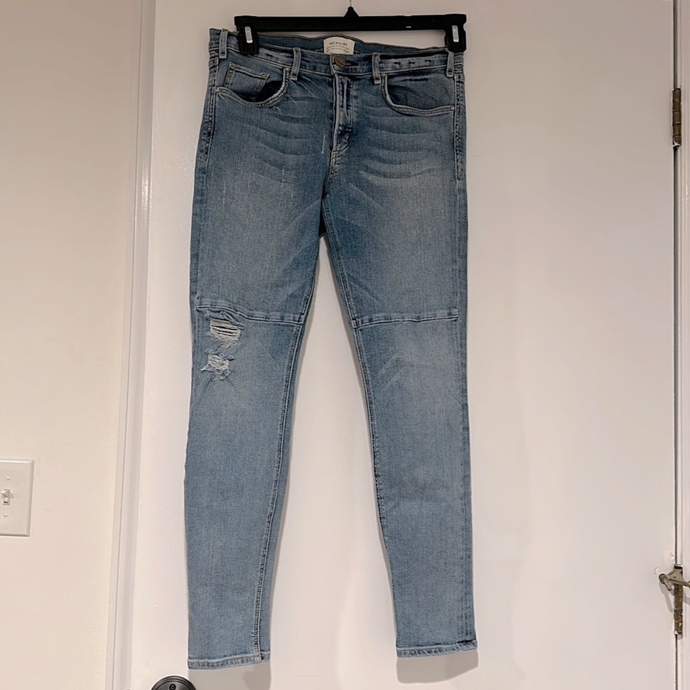 McGuire Anthropologie Skinny Distressed 15e Light Wash Blue Jeans Women's Sz 28